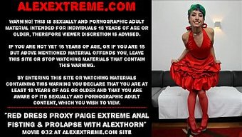 Pornostar Proxy Paige, Kırmızı Elbisesiyle Yoğun Anal Fisting Ve Prolaps Alır
