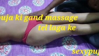 Desi Bhabhi, Kocasının Vücuduna Yağ Masajı Yapıyor Ve Duygusal Bir El Işi Yapıyor
