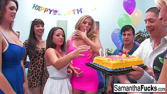 Doğum Günü Kızı Samantha, Bir Grup Azgın Adamla Yaramazlık Yapıyor