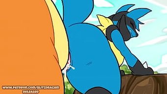 Düz Charizard, Büyük Göğüslü Lucario'Nun Amını Sikiyor