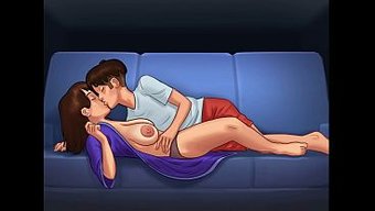 Büyük Göğüslü Üvey Anne, Üvey Oğluyla Film Izlerken Sikişiyor.