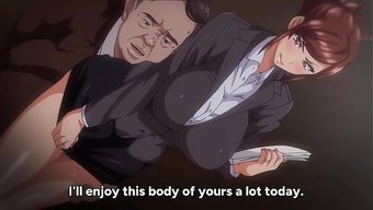 Seksi Bir Kostüm Giymiş Güzel Kadın, Hentai Videosunda Kurumsal Bir Ortamda Metres.