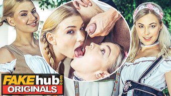 Alman Oktoberfest Kızlarıyla Üçlüde Derin Boğaz Ve Oral Seks Eylemi