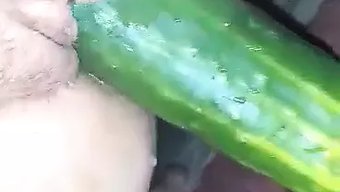 Asyalı Genç Kızı Mastürbasyon Yaparak Salatalıkla Sert Bir Şekilde Boşaltıyor